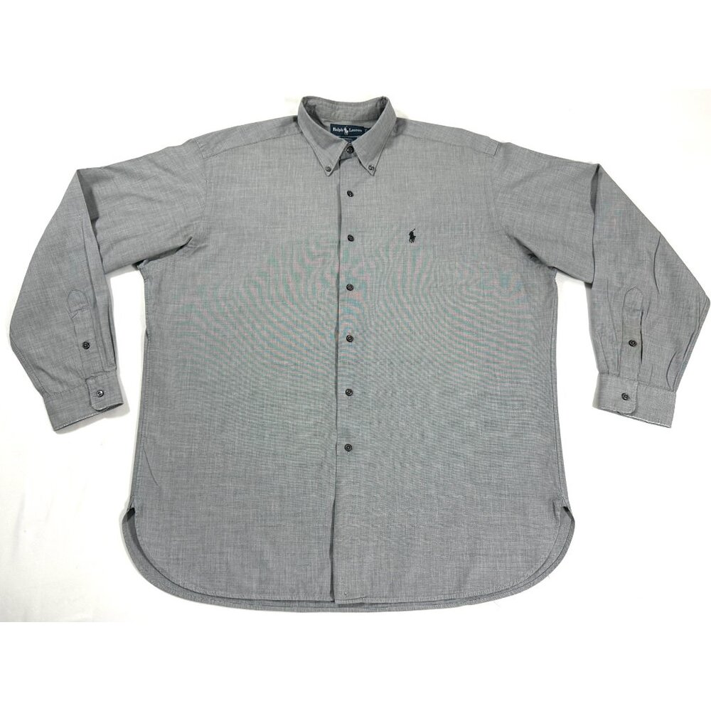 Vintage Ralph Lauren McMeel Tailored‎ Fit Shirt XL Gray Microstripe Cotton Rare